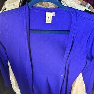 14th & Union Women's Blue Cardigan Sweater